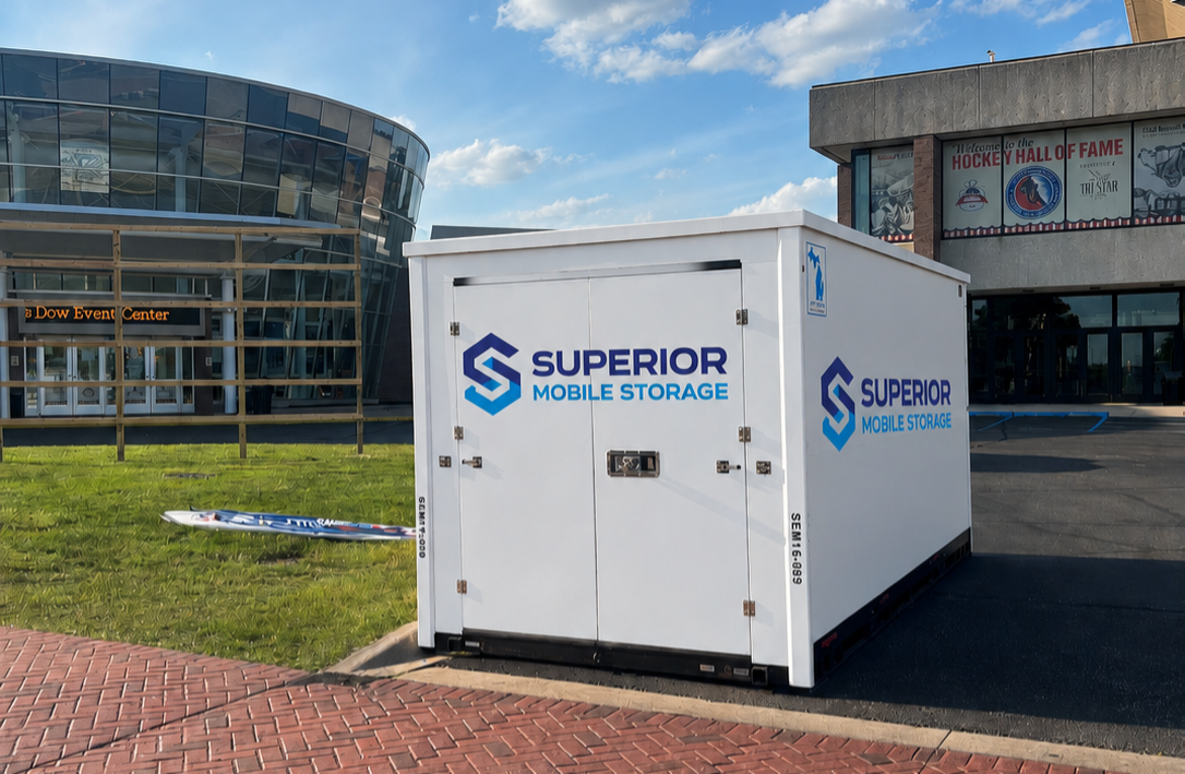 Superior Mobile Storage container delivered on site in Ann Arbor, Michigan